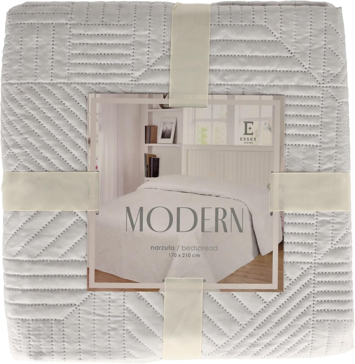 ESSEX - Cuvertură de pat 200 X 220 cm, ideală pentru dormitor, cuvertură de pat moale și confortabilă, matlasare modernă - Botanică, verde Paturi si Cuverturi Besuche den ESSEX-Store Bej (modern) 170 X 210 Cm