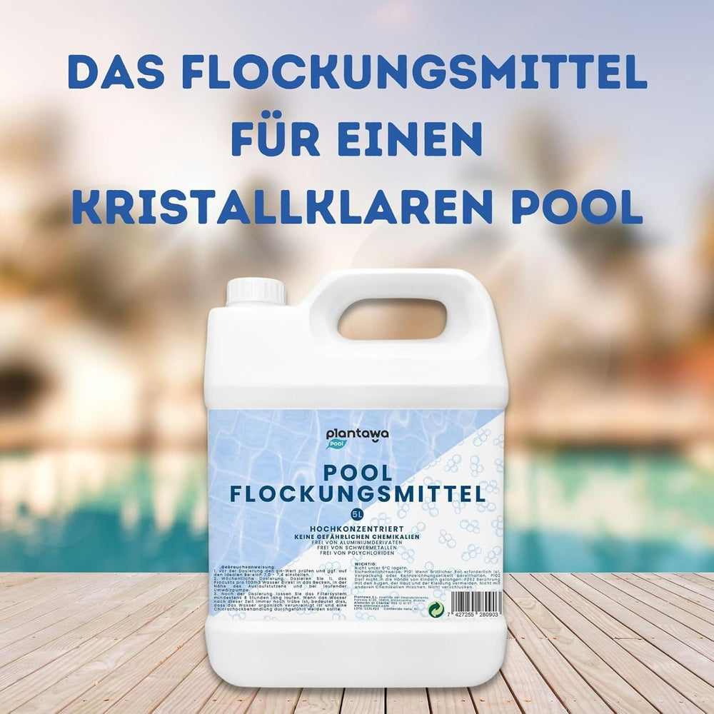 Flocculante per piscina 5L | Flocculante per piscina per acqua cristallina | Molto concentrato ed economico | Adatto a tutti i sistemi di filtrazione | Nessun additivo nocivo