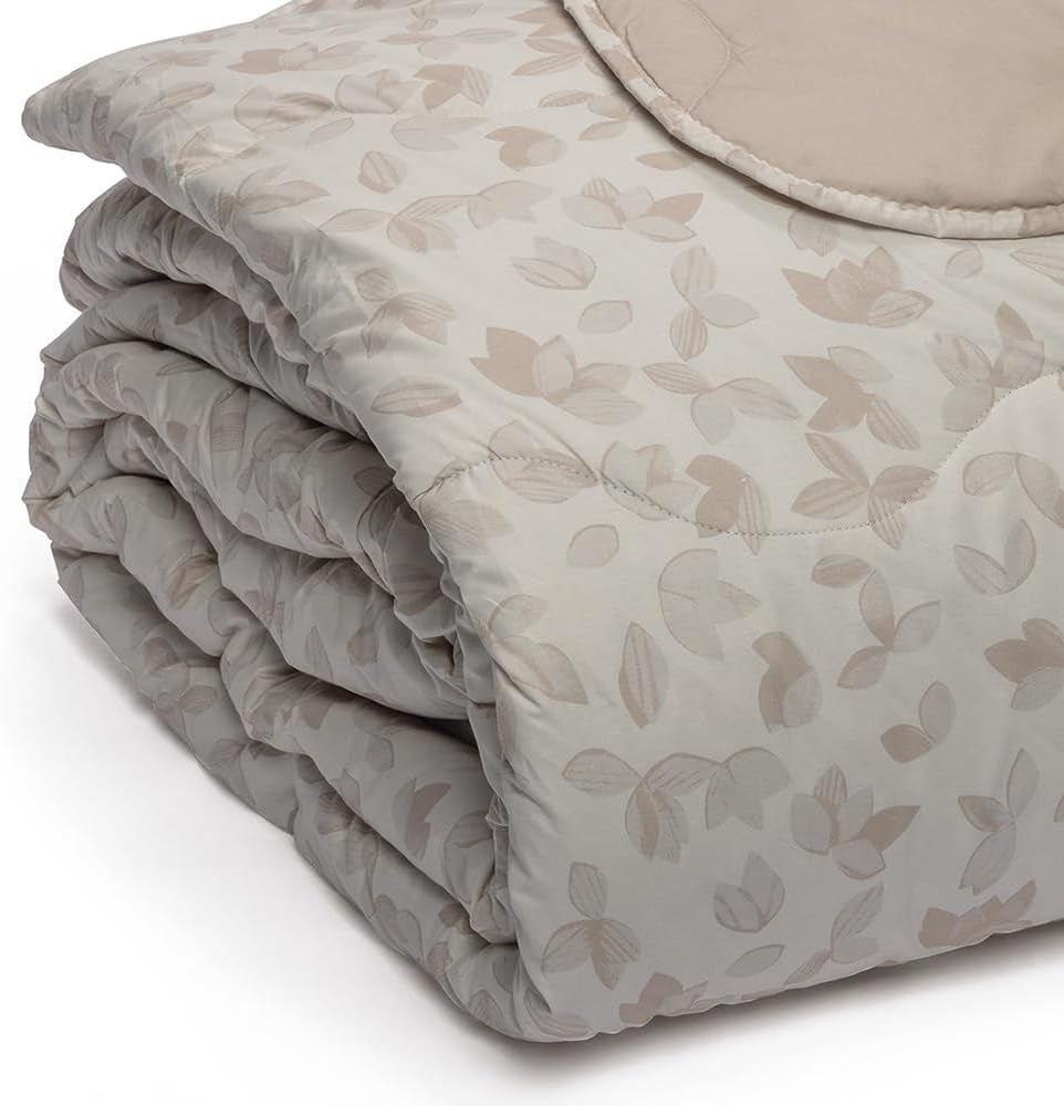 Foppapedretti comodino e trapunta naturale per letto matrimoniale 2P; foglie di sabbia, rivestimento 100% cotone, Trapunte e trapunte Made in Italy Naty Shop