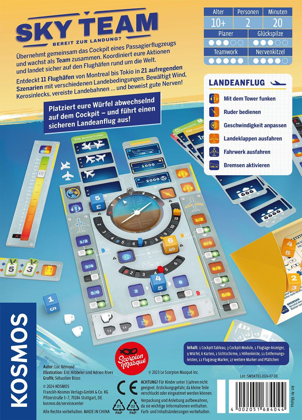 Kosmos 684044 Sky Team - Gata de aterizare? Jocul anului 2024, joc cooperativ pentru 2 jucători cu vârsta de 10 ani și peste, joc de strategie, joc de societate, joc de petrecere
