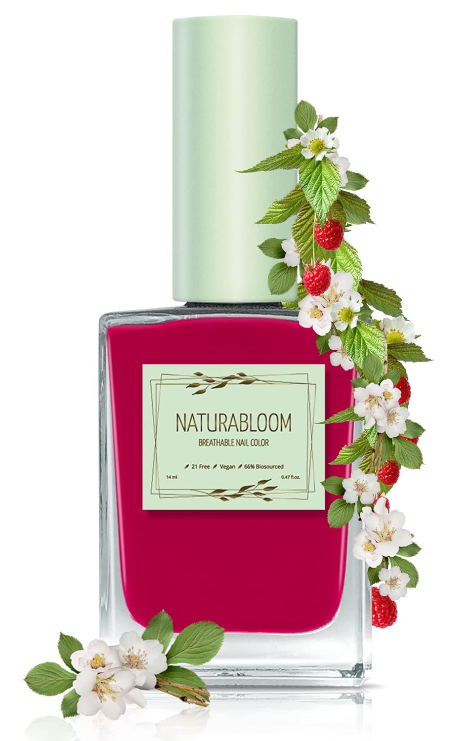 Smalto rosso ad asciugatura rapida (Poppy Red) - smalto naturale con formula vegana - traspirante, sostenibile e di lunga durata, 14 ml