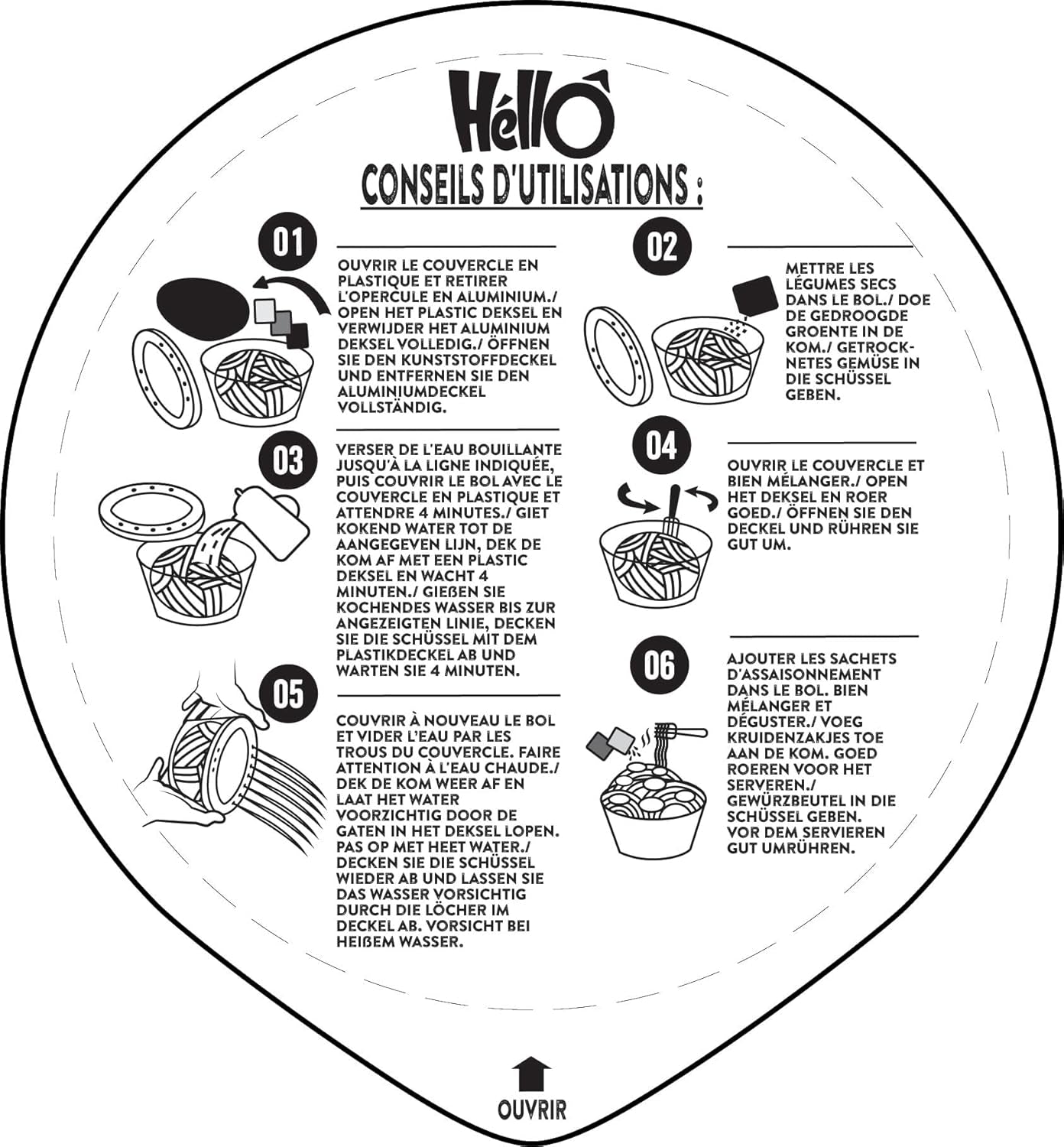 HELLO PHO WOK spaghetti di riso istantanei, manzo - 1 x 76 g