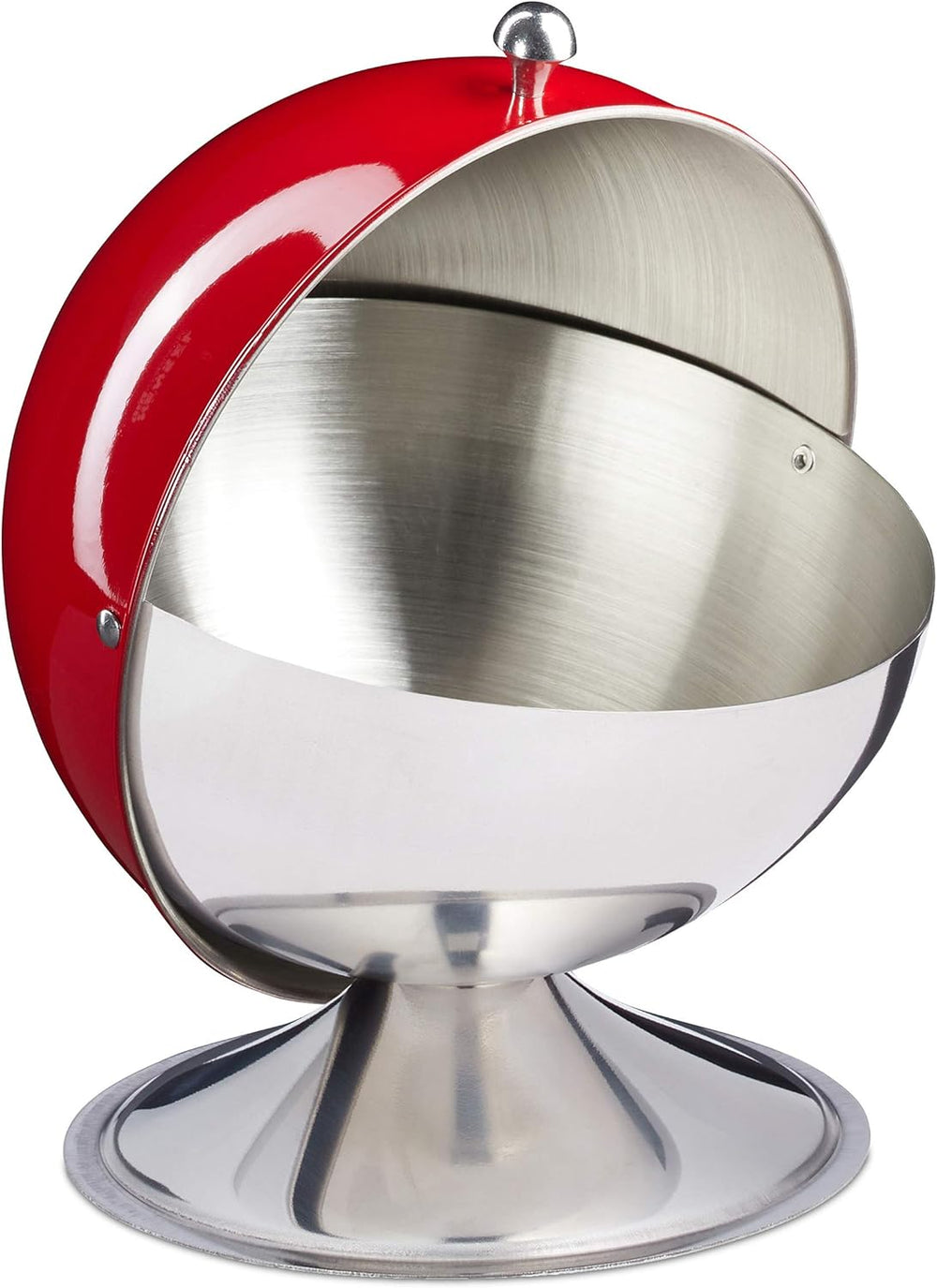 Zahărniță Relaxdays cu capac tip rulou, oțel inoxidabil lucios, pentru zahăr și dulciuri, bomboane, bilă de zahăr, roșu, 1 bucată