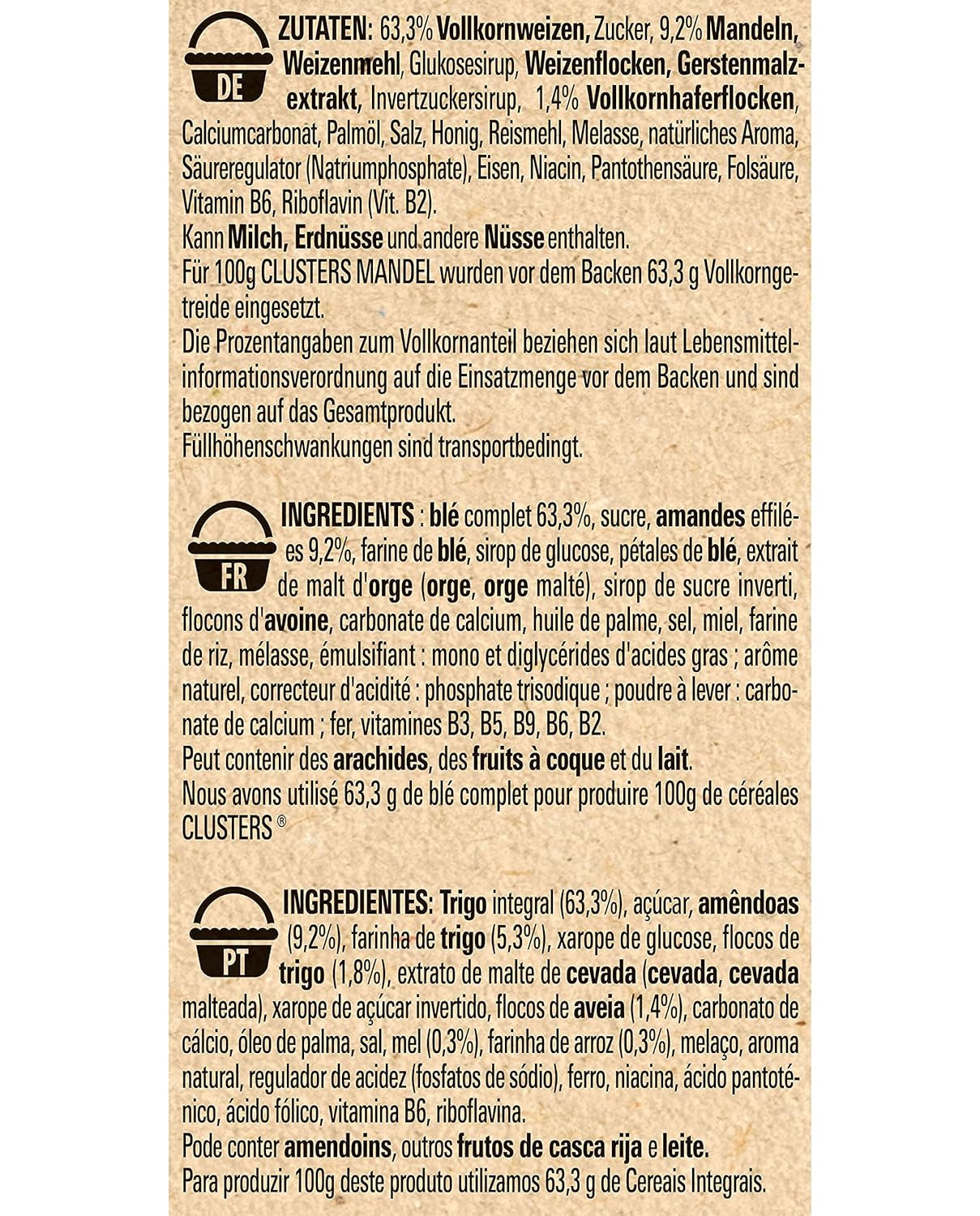 Nestlé Clusters Almond, deliziosi cereali da colazione con croccanti scaglie di mandorle, 1 confezione (1 x 325g)