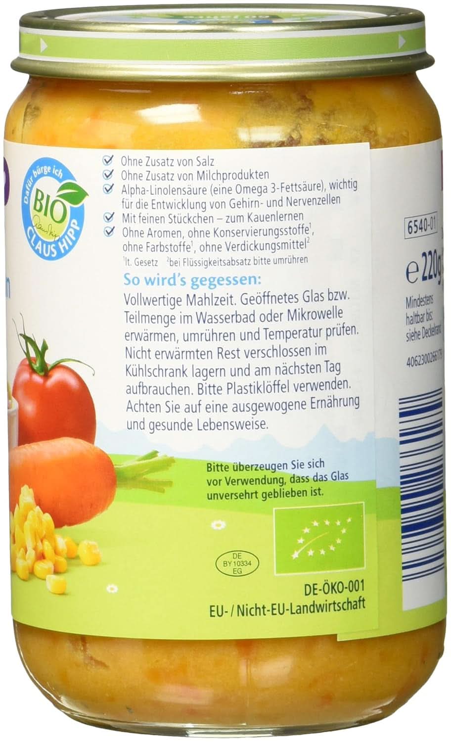 Tagliatelle biologiche Hipp con prosciutto e verdure, confezione da 6 (6 X 220 grammi) Mamma e Bambino Naty Shop