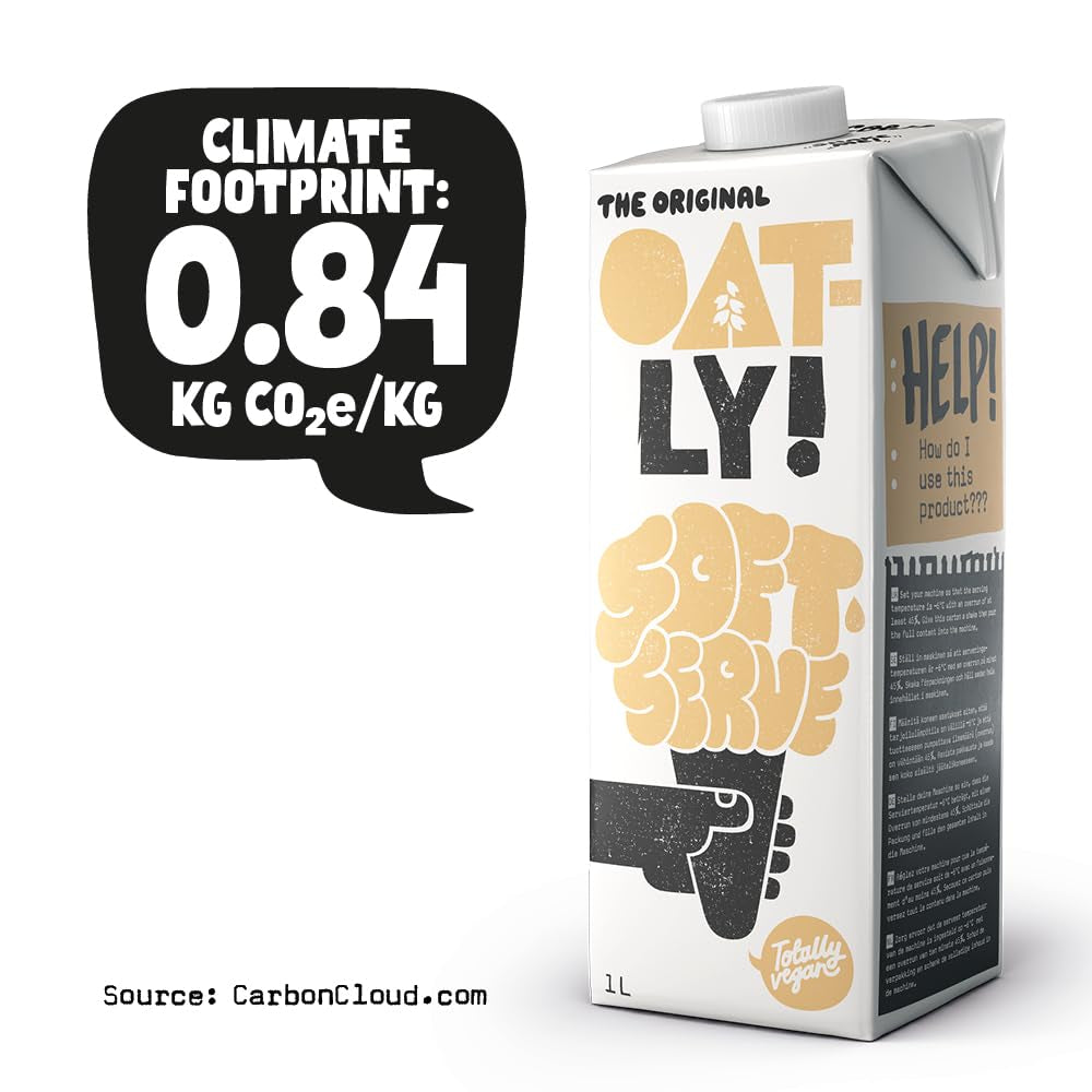 Oatly Soft Serve Mix per la produzione di gelato soft a base vegetale nella macchina per il ghiaccio 1L, (confezione da 6 pezzi)