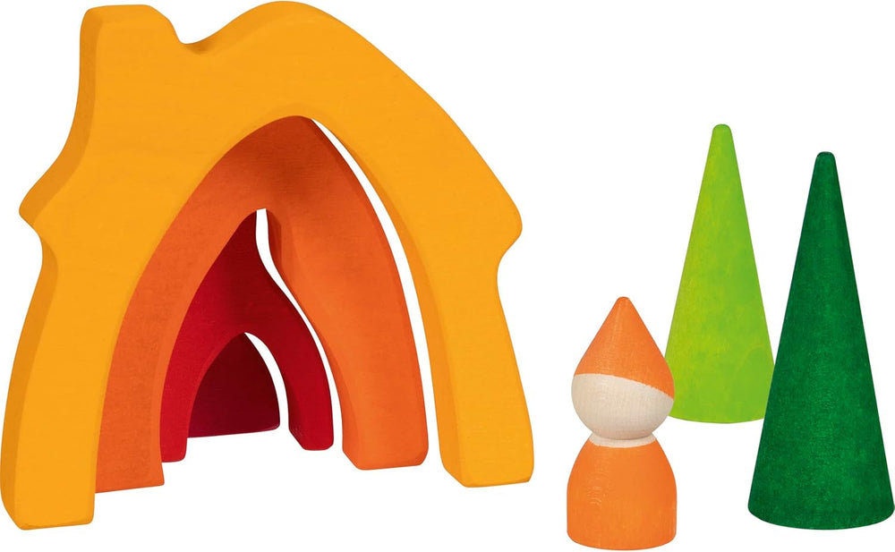 Goki 58427 - Casa dei nani - Goki Evolution - Realizzata in legno di acero di alta qualità - 7 parti - Vernici colorate a base d'acqua - Prodotto in Europa Case delle bambole Naty Shop