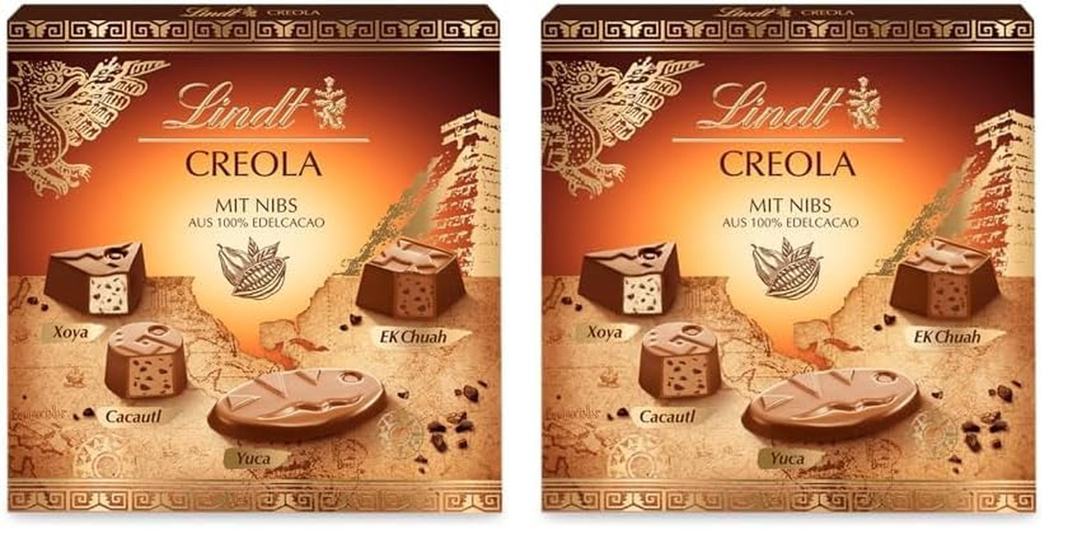Cioccolata Lindt | Scatola di praline creola | 165g| 15 praline in 4 deliziose varietà, a base di cacao fine al 100%, senza alcool | Set regalo al cioccolato