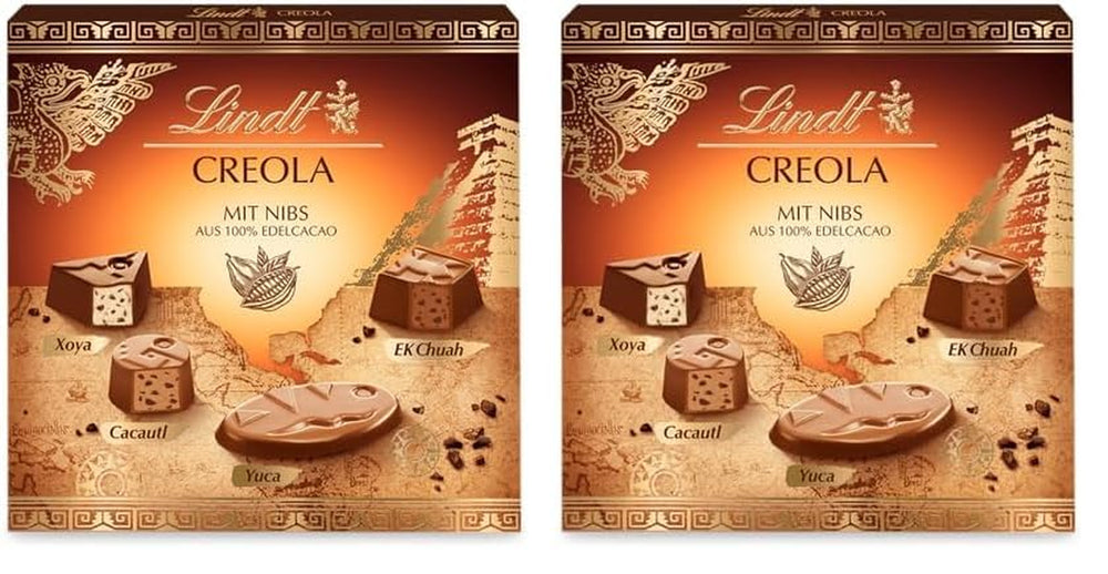 Cioccolata Lindt | Scatola di praline creola | 165g| 15 praline in 4 deliziose varietà, a base di cacao fine al 100%, senza alcool | Set regalo al cioccolato