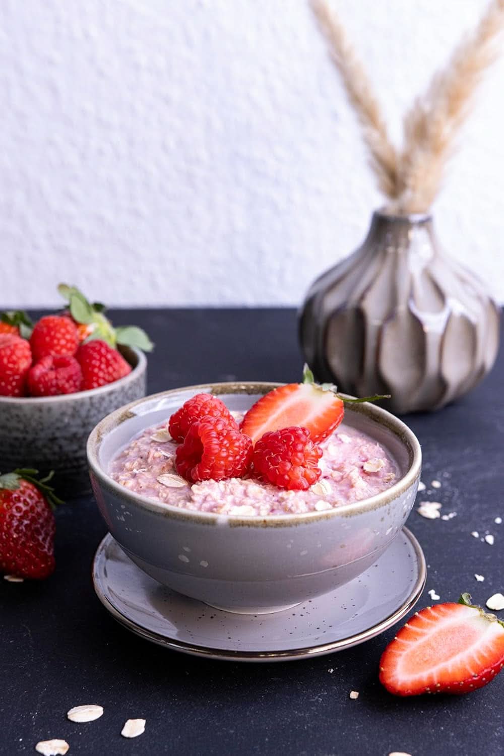 RUF Porridge Vegano Avena Frutti Rossi, Porridge con Fragole e Lamponi, 60 grammi Cereali Naty Shop