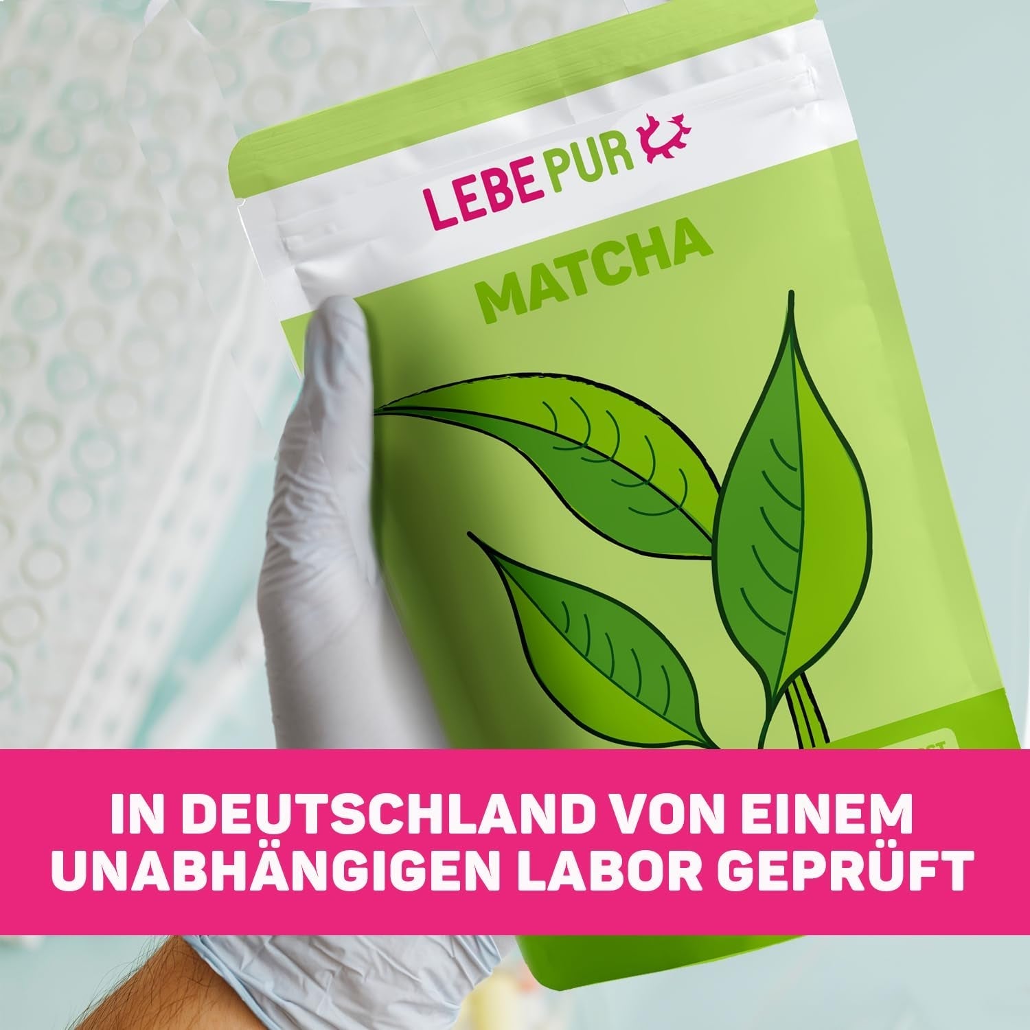 Lebepur BIO Matcha Pulbere 100G - Calitate premium din Japonia Fără aditivi - 100% pulbere de ceai verde pură pentru Matcha Latte, ceai Matcha, ceai verde, smoothie - Ceai verde japonez