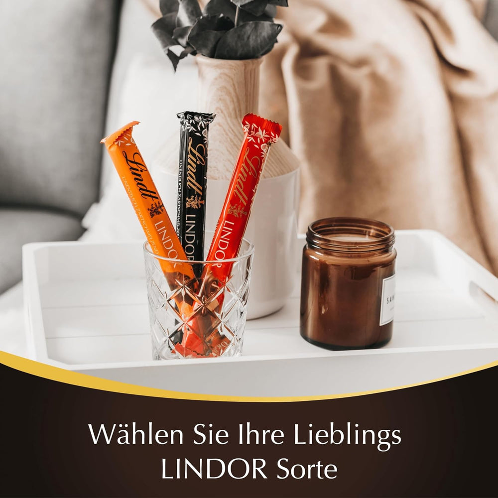 Cioccolata Lindt | Bastoncini LINDOR Cacao 60% | 100 g| 4 tavolette di cioccolato con cioccolato fondente 60% cacao e ripieno scioglievole in bocca | Barretta di cioccolato