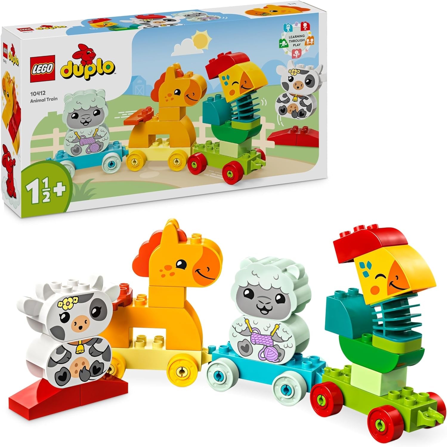 LEGO DUPLO Treno degli animali, Trenino con ruote, Costruzione creativa e ricostruzione di figure di animali, Giocattolo educativo per i più piccoli, Regalo di compleanno per gli amanti degli animali Ragazze e ragazzi di 1 anno e mezzo 10412 Set da costruzione Besuche den LEGO-Store Single