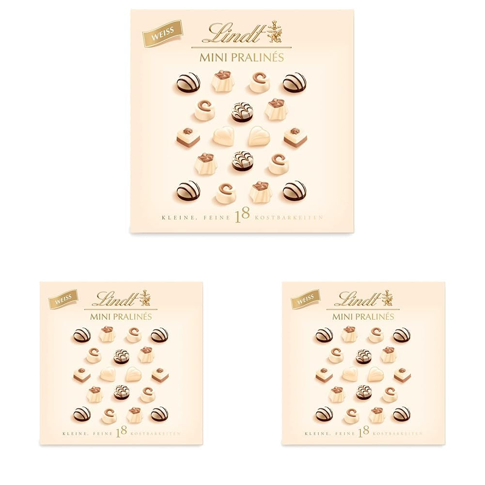 Cioccolato - Mini Praline Bianche | 90 g| Scatola con 18 praline in 6 deliziosi assortimenti | Regalo di cioccolato | Regalo al cioccolato (confezione da 3)