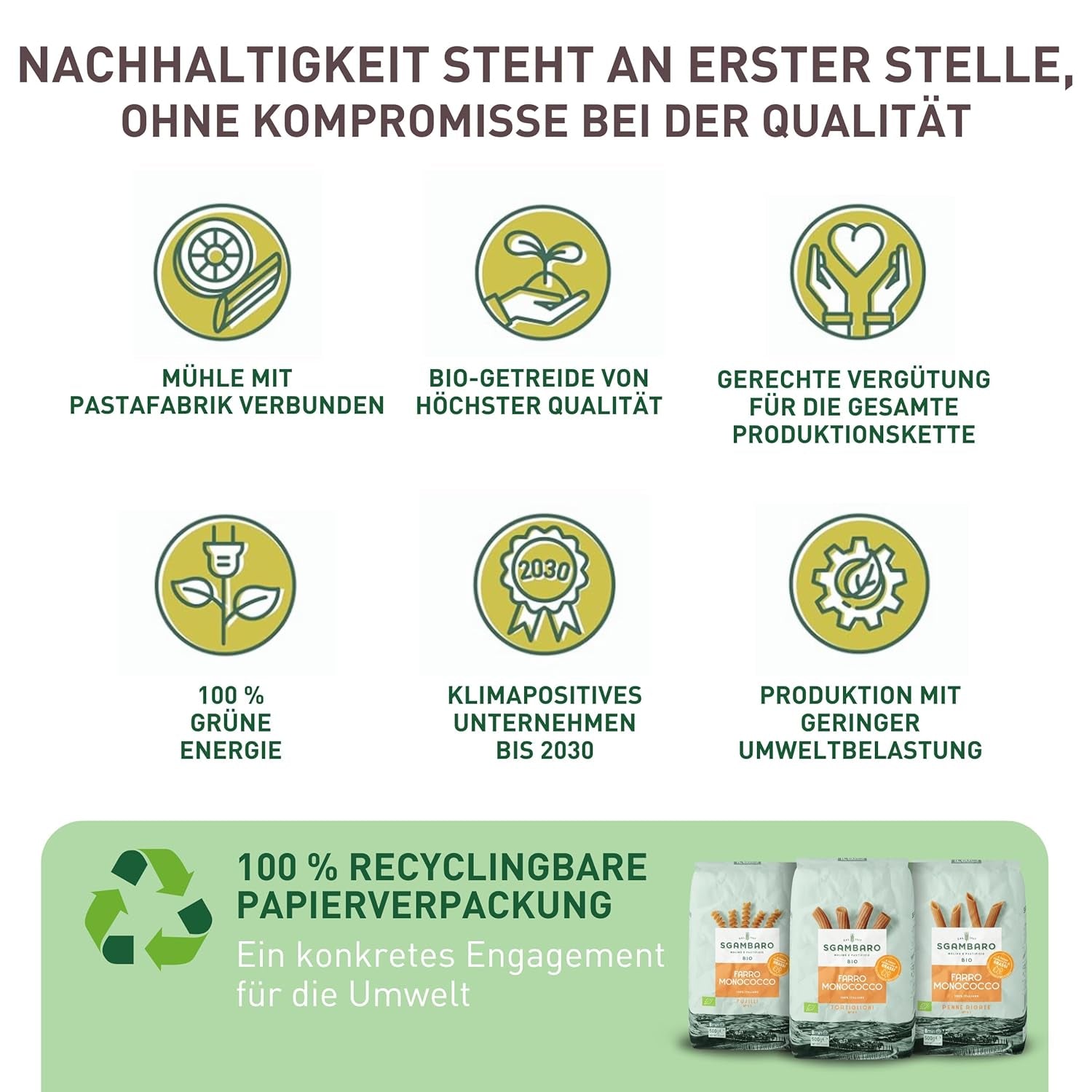 Tortiglioni Biologici Nr. 89 - 500g Pasta di grano tenero magro – Basso contenuto di grassi – Fonte di fibre e proteine