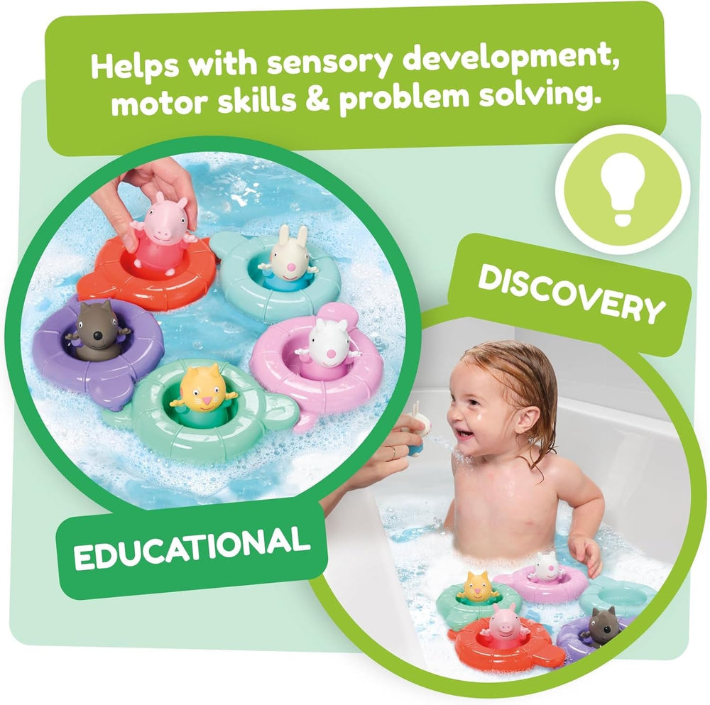 Tomy Toomies Peppa's Pool Party - 5 cupe cu inel de conectare cu 5 jucării pentru copii Peppa Pig & Friends Water Squirter - jucării de baie +18 luni - Jucării de baie pentru copii și jucării pentru piscină Jucarii Bebe Naty Shop