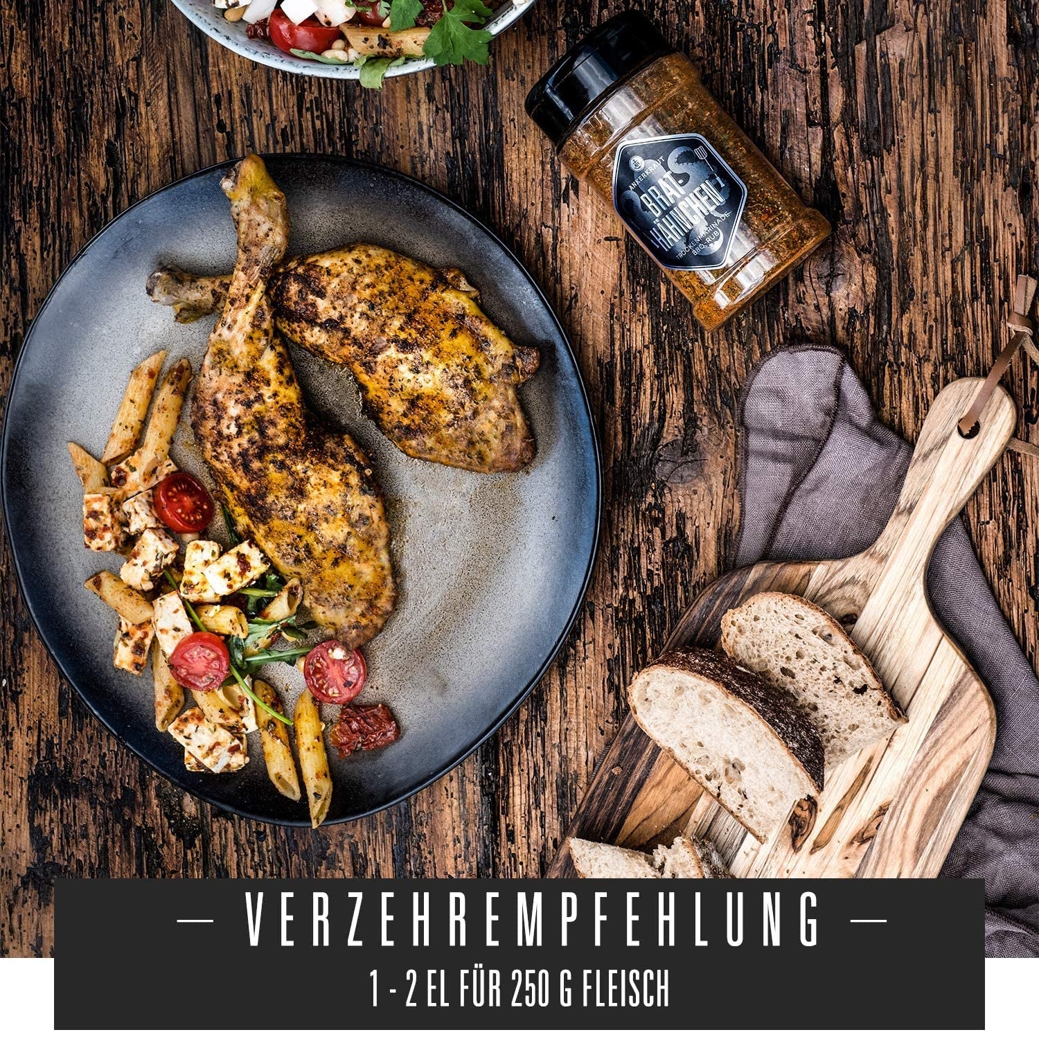 Ankerkraut Brathähnchen, Marinata per knuspriges Hähnchen, Chicken Gewürzsalz für Grill, Backofen und Pfanne, Chicken-Wings selber würzen, BBQ-Rub, 200g im Streuer
