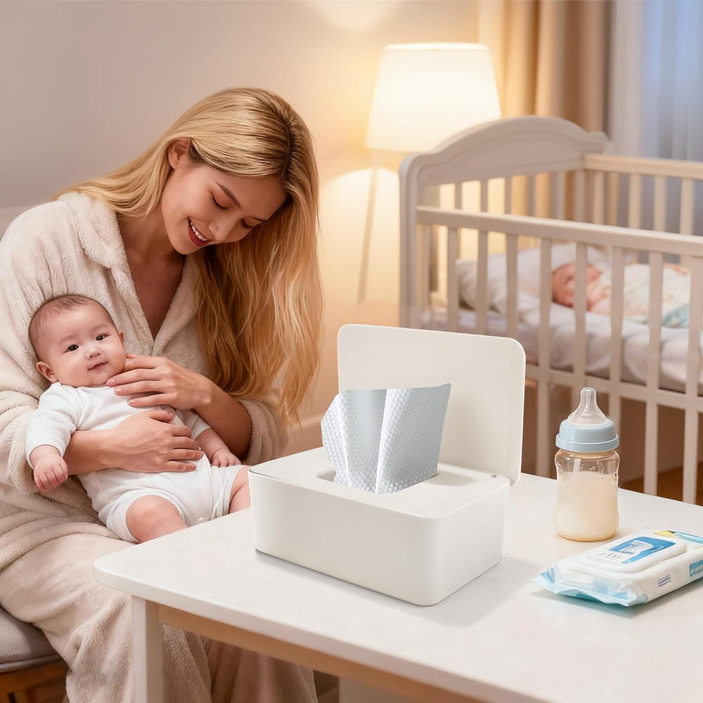 Scatola per salviette umidificate con coperchio, Scatola per salviette umidificate, Dispenser per salviette umidificate per bambini, Scatola portaoggetti impermeabile e sigillata, Dispenser per salviette umidificate per bagno, cucina, Bianco