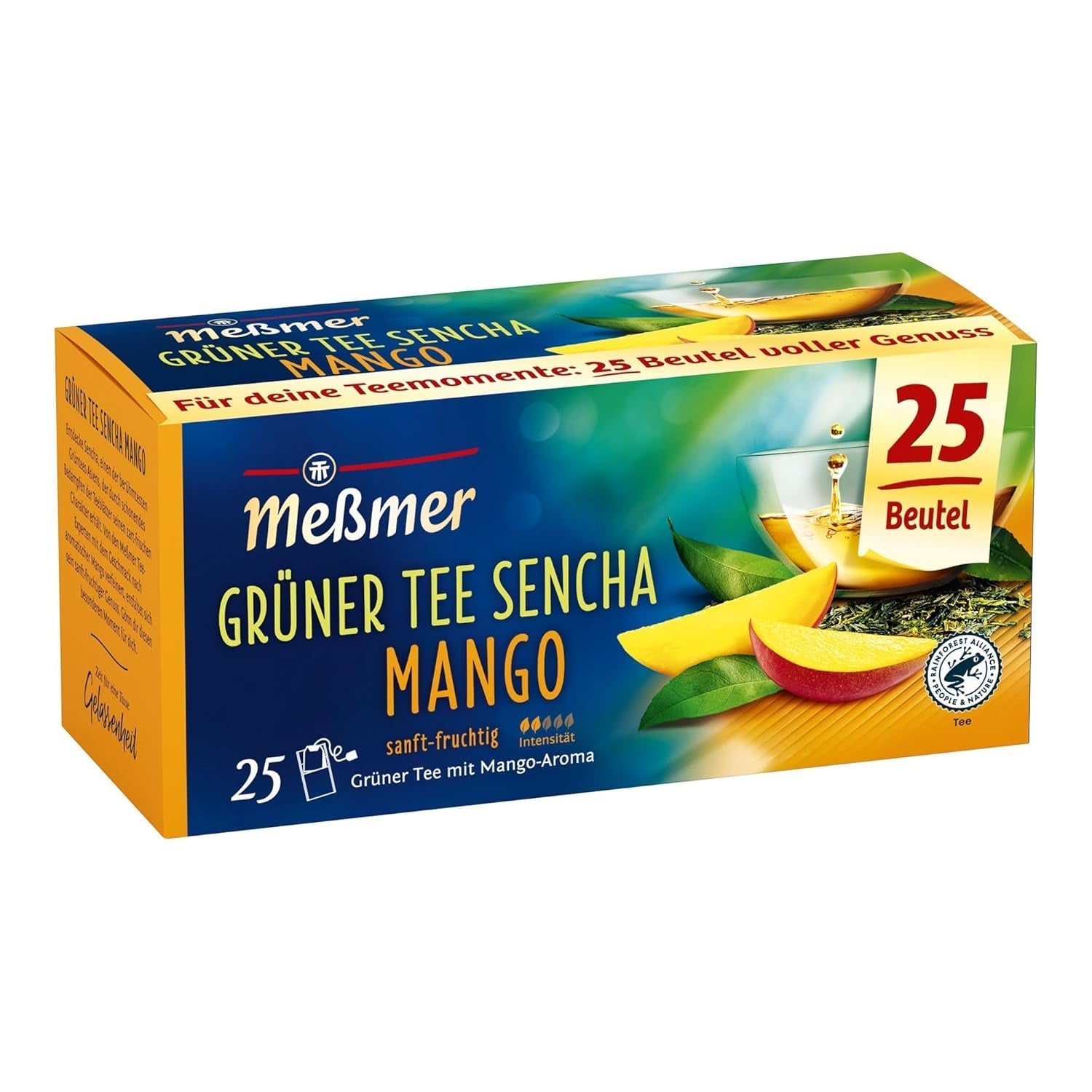 Ceai verde Meßmer cu ghimbir și miere | 25 pliculețe de ceai | Vegan | Fără gluten | Fără lactoză