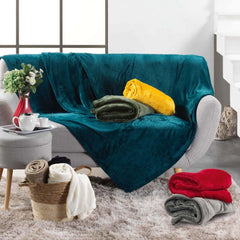 Douceur D'Intérieur, coperta in flanella, 125 X 150 Cm, salvia, flanella Piumini e trapunte Naty Shop