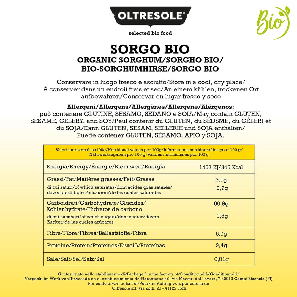 Sorgo bianco biologico, 1 kg, sgusciato, granella cruda, da coltivazione biologica in Italia, confezione ideale per la famiglia