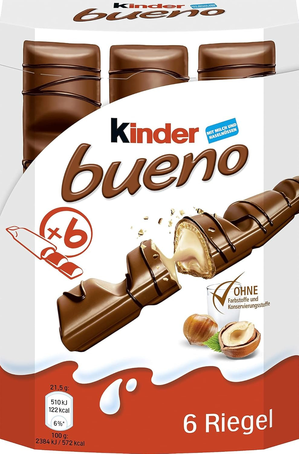Kinder Bueno Mini - Barrette Croccanti di Cioccolato Wafer, Crema al Latte e Nocciole e Cioccolato Finissimo al Latte - Dolcetti di Carnevale - 1 Busta di Mini Barrette Incartate Singolarmente (1 x 108g)