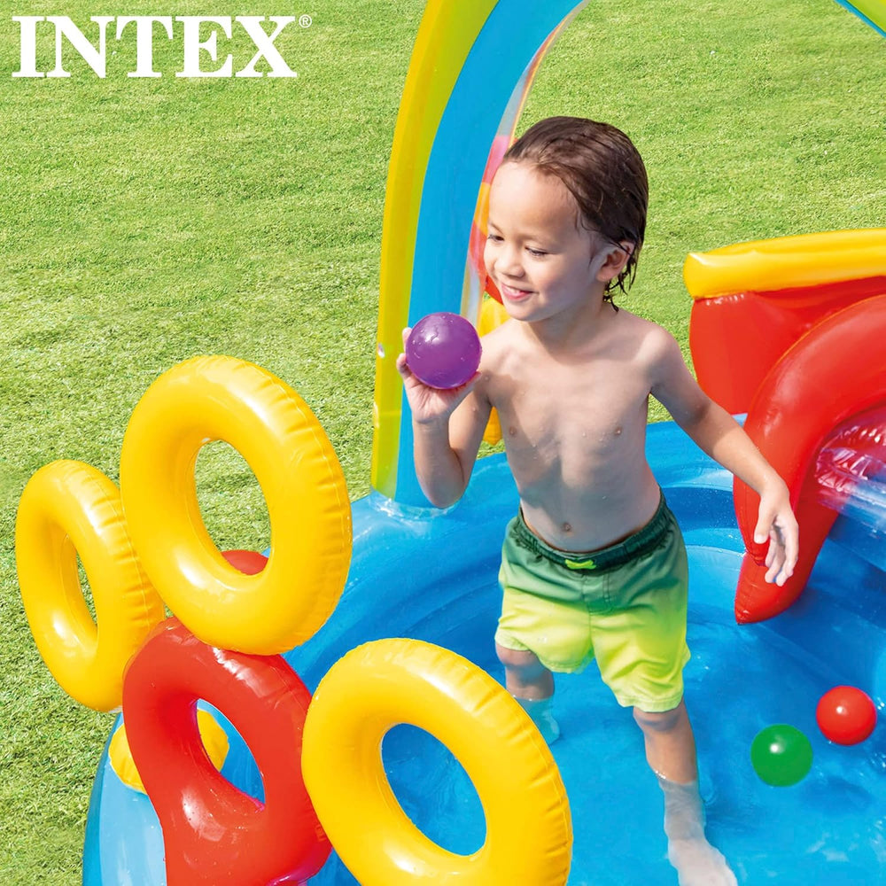 Intex Rainbow Ring Play Center - Piscina fuori terra per bambini - Piscina per bambini - 297 x 193 x 135 cm - Da 3+ anni 57453NP Multicolor 297x193x135 cm