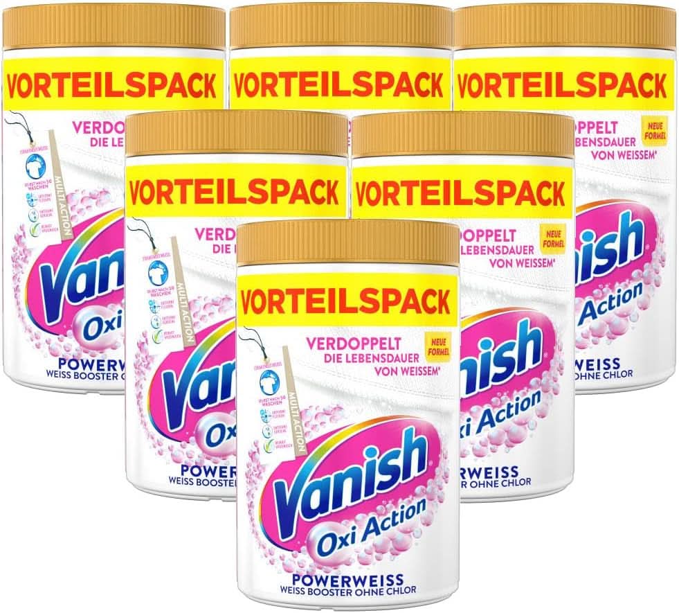 Vanish Oxi Action Powerwhite Powder - 1 X 1.125 Kg - polvere smacchiante e migliorativa per bucato senza cloro - per bucato bianco Naty Shop Detersivi per bucato 6 x 1.65 Kg