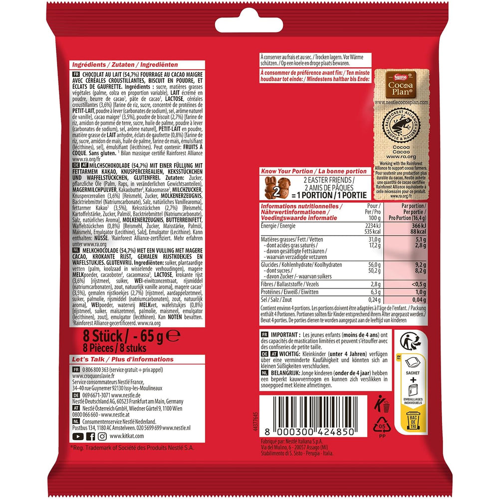 NESTLÉ Easter Friends Mini Figure pasquali al cioccolato al latte con pezzi croccanti, confezione da 2 (1 x 65 g)