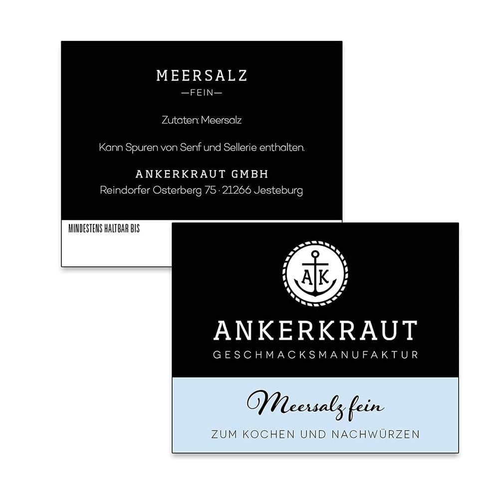 Ankerkraut Meersalz fine, reines Salz zum kochen und würzen, 170g im Korkenglas