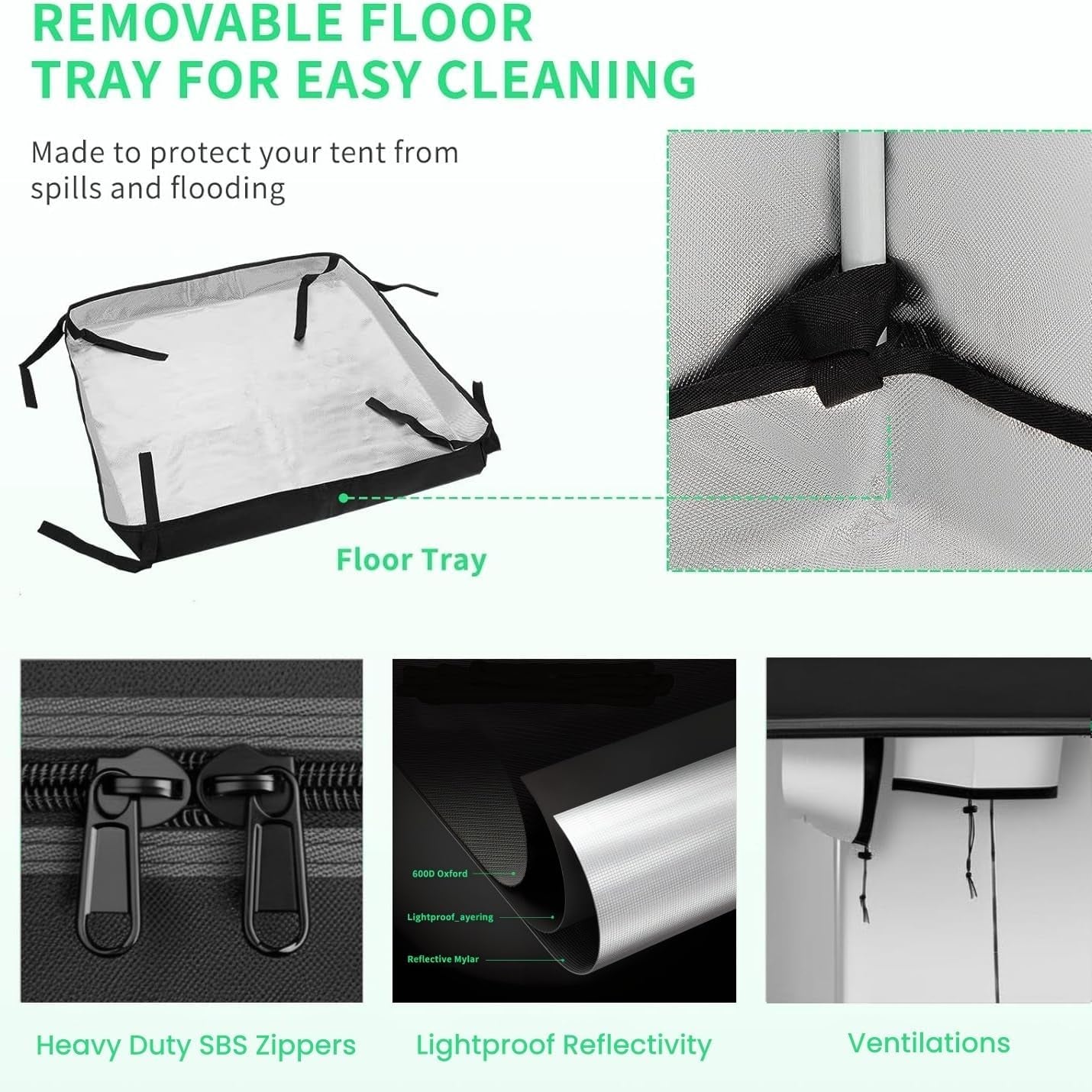 Tenda da coltivazione 80x80x180 cm Tenda da coltivazione con vassoio base impermeabile rimovibile, dimensione ideale per la coltura idroponica