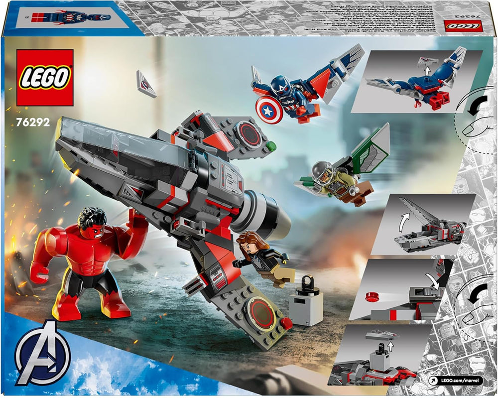 LEGO Marvel Resa dei conti tra Capitan America e Hulk Rosso Regalo per bambini Jet Set costruibile Giocattolo da supereroe per ragazzi e ragazze Giocattolo da costruzione Avventura di 8 anni 76292 Set da costruzione Besuche den LEGO-Store
