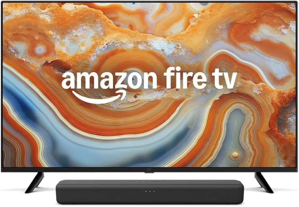 Televizor inteligent 4K UHD din seria Fire TV 4 | 43 de inci | Vizionați TV în direct fără conexiune prin cablu și bară de sunet Fire TV, difuzor 2.0 cu DTS Virtual:X și Dolby Audio, suport Bluetooth