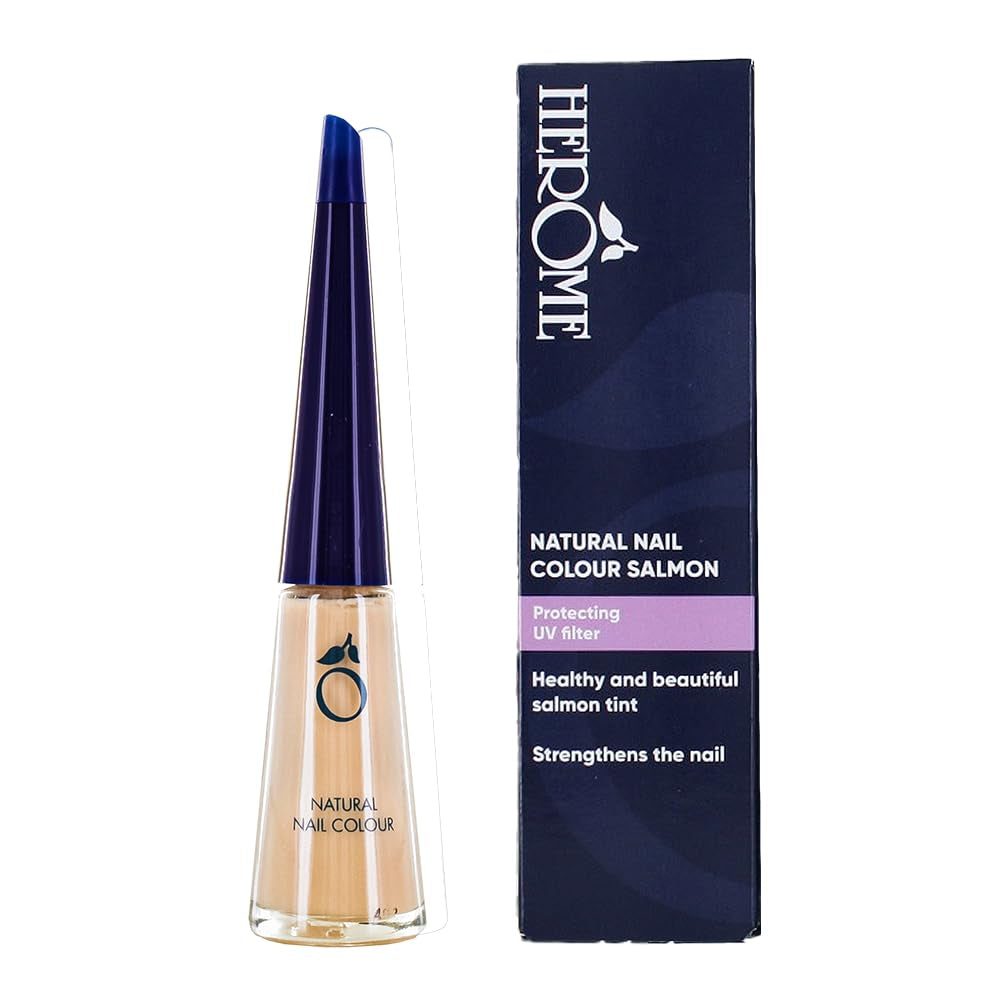 Smalto rosa naturale Herome con effetto rinforzante - Smalto adatto per la french manicure - Rinforzante per unghie dal fresco colore rosa - 10ml.