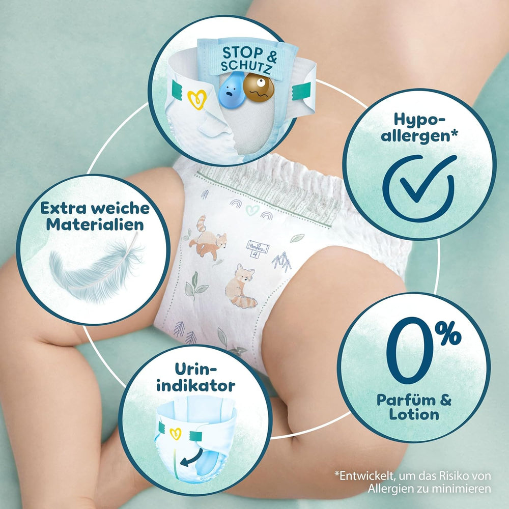 Pannolini Pampers Harmony taglia 2, 204 pannolini, 4kg-8kg, protezione delicata della pelle con protezione Pampers al 100%