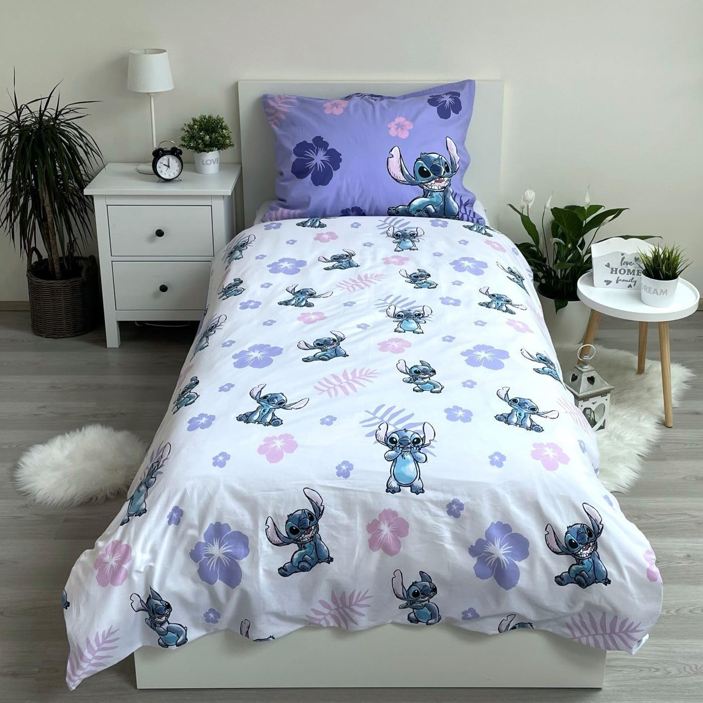 Biancheria da letto reversibile per bambini, Lilo & Stitch, 100% cotone Biancheria da letto - bambini Naty Shop