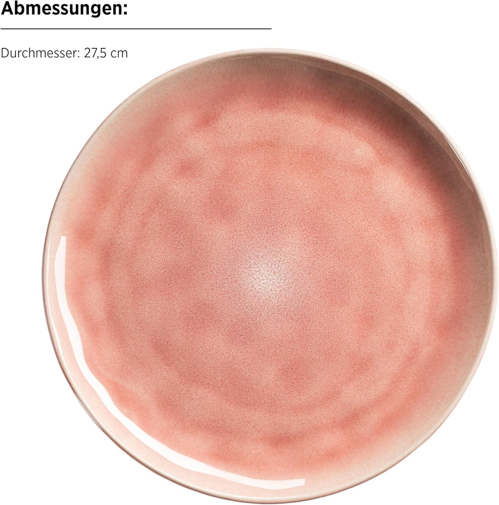 MÄSER 934111 Serie Frozen, Geschirr Set aus Keramik für 4 Personen, 16-teiliges Kombiservice mit organischen Formen, in beere gesprenkeltes Service, Berry