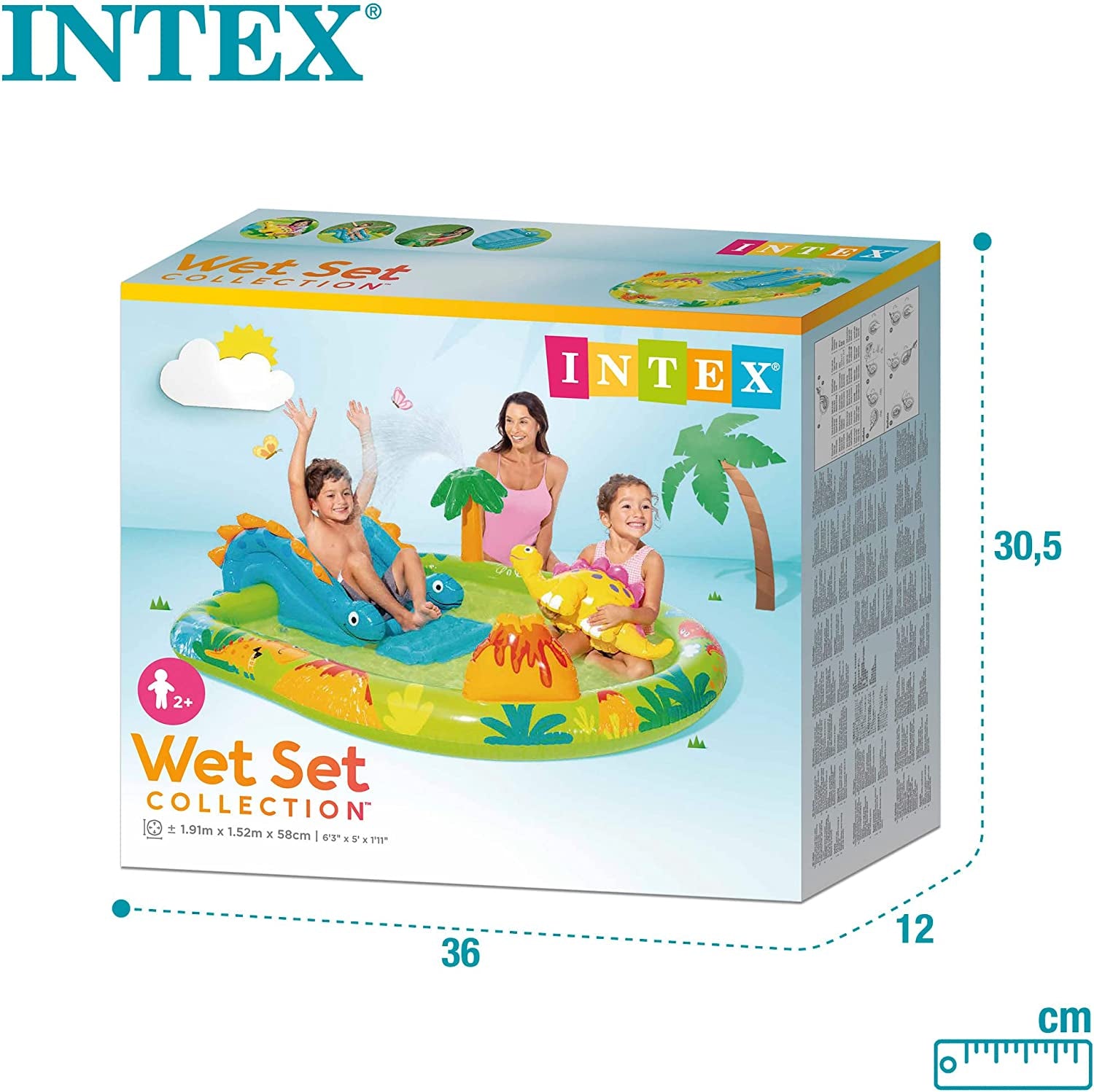 Parco giochi gonfiabile Intex 57166NP con piccoli dinosauri, multicolore