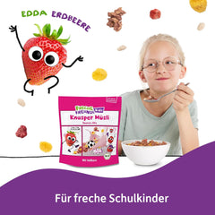 FRECHE FREUNDE Muesli da colazione biologico Edda's Berry Mix di muesli croccanti per scolari con fragole liofilizzate Confezione da 6 vegani (6 x 280 g)
