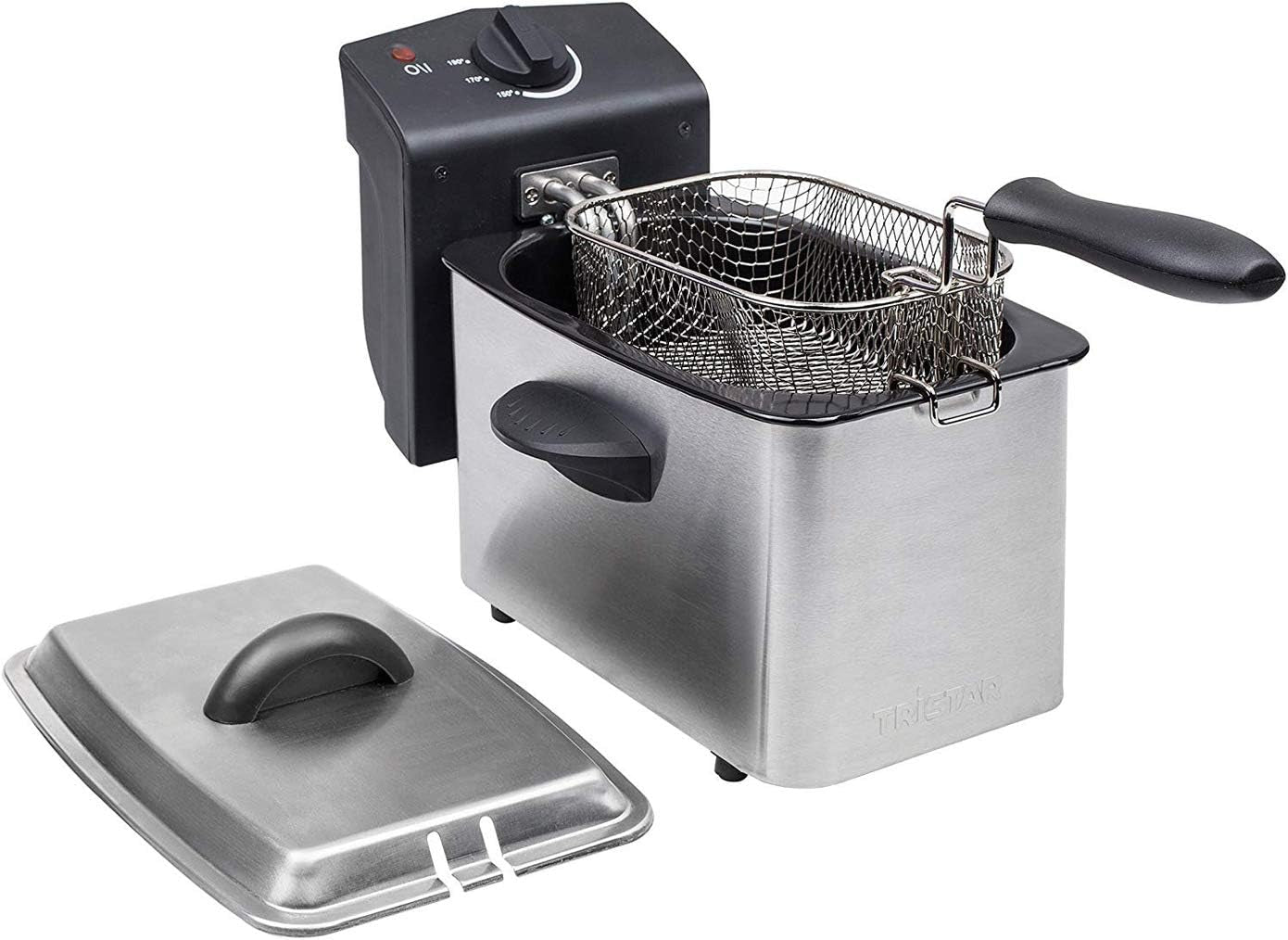 Friggitrice Tristar in acciaio inox - Con capacità di 2 litri, funzione zona fredda e termostato regolabile fino a 190°C, FR-6919, argento Elettrodomestici Naty Shop