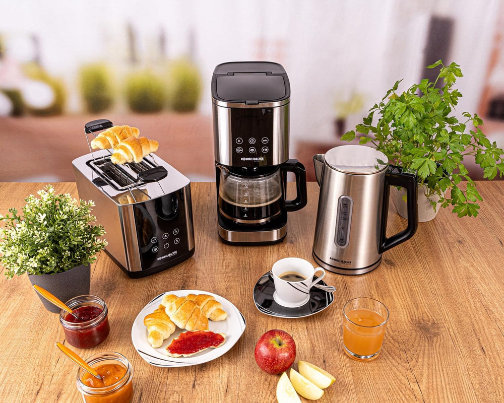 Espressor cu filtru Rommelsbacher FKM 1000 - rezervor de apă de 1,5 litri pentru 12 cești de cafea, carafă de sticlă, pornire cu întârziere, funcție de menținere la cald, funcție de aromă, suport detașabil pentru filtru 1x4