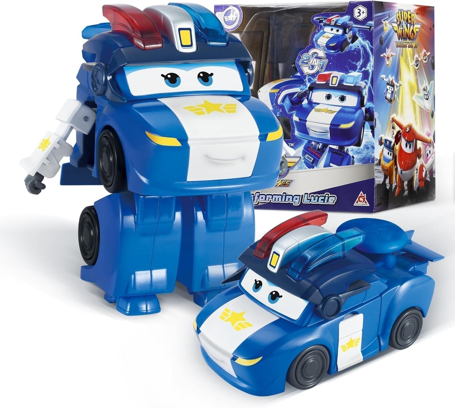 Aereo di trasformazione Super Wings Traver sovralimentato, ca. Figura da gioco per bambini grande da 12,7 cm, aeroplano giocattolo e robot, per ragazzi e ragazze, 3+ action figure in argento Naty Shop Lucie
