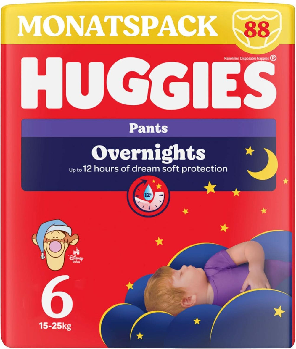 Huggies Night Pants Taglia 6 (15-25 kg), Scatola Pannolini Mensili, 88 Pezzi Mamma e Bambino Naty Shop