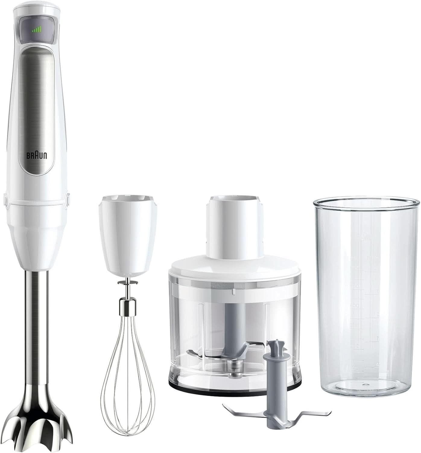 Braun Multiquick 7 MQ 7035X Stabmixer - Purierstab Mit Abnehmbarem Edelstahl Mixfuß Mit Activeblade Technologie Zum Pürieren Der Härtesten Ingredient, Inkl. Set 3-Teiliges Zubehör, 1000 Watt, Schwarz Kitchen Naty Shop Weiß Zerkleinerer (500 G)