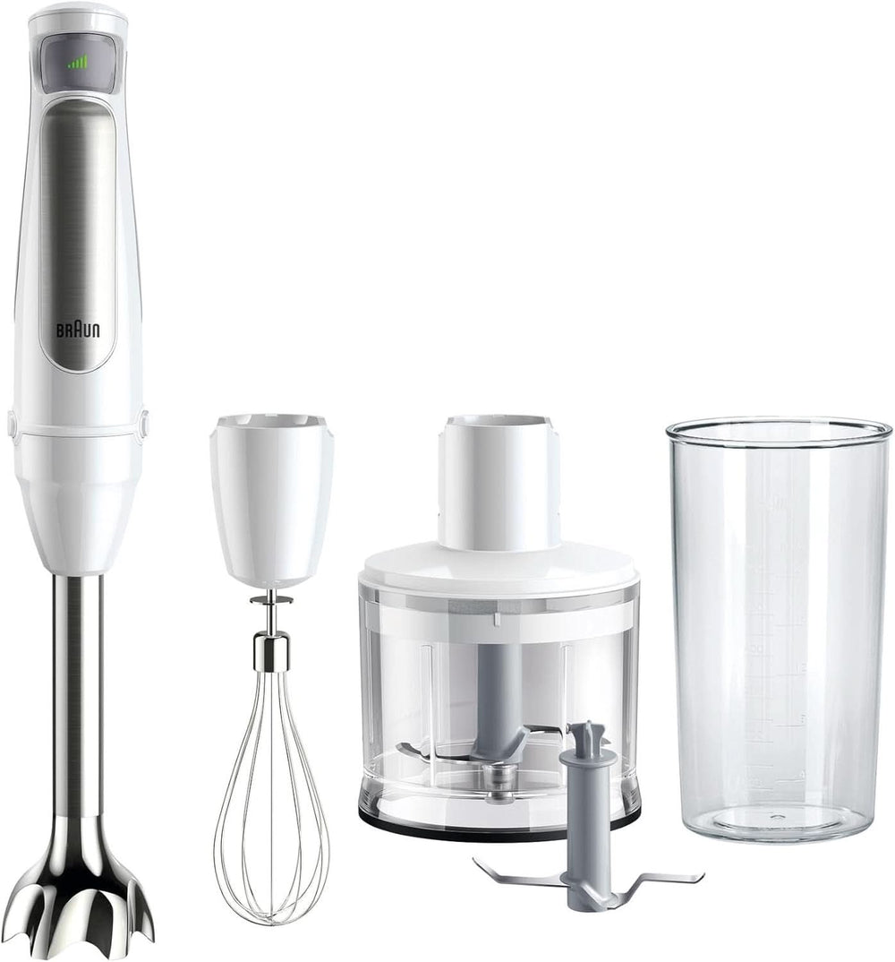 Braun Multiquick 7 MQ 7035X Stabmixer - Purierstab Mit Abnehmbarem Edelstahl Mixfuß Mit Activeblade Technologie Zum Pürieren Der Härtesten Ingredient, Inkl. Set 3-Teiliges Zubehör, 1000 Watt, Schwarz Kitchen Naty Shop Weiß Zerkleinerer (500 G)
