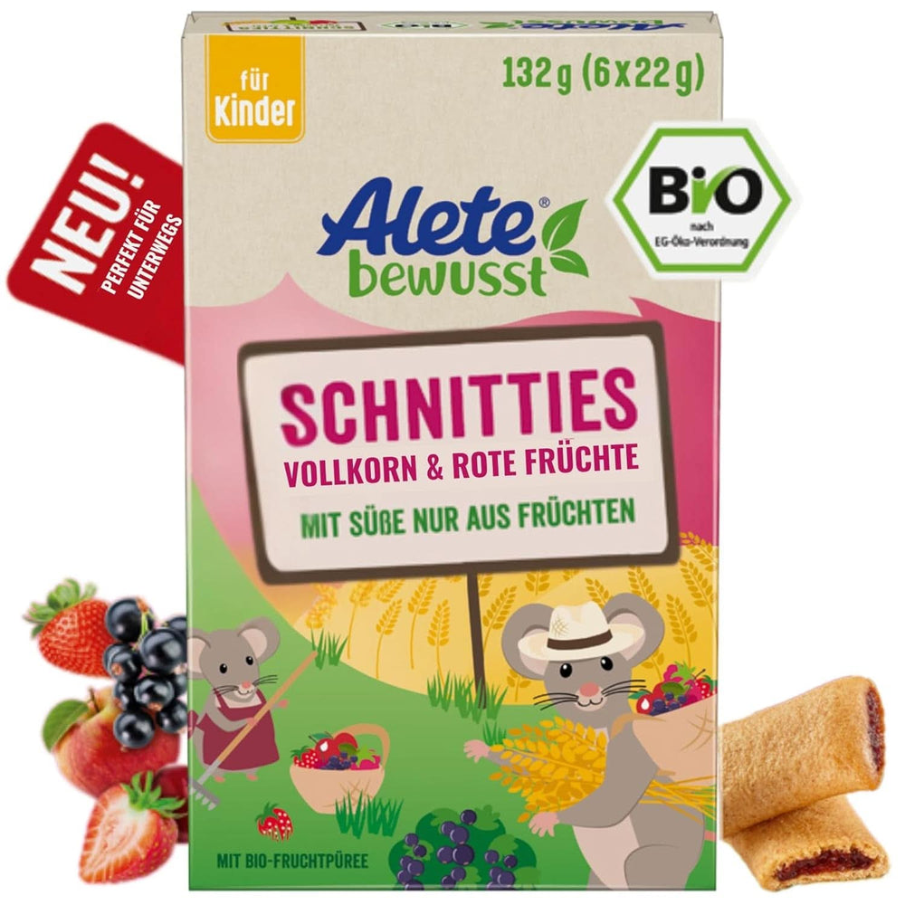 Alete Bio Schnitties, cereali integrali e frutti rossi 6 x 22 g Naty Shop Mamma e Bambino