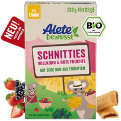 Alete Bio Schnitties, cereali integrali e frutti rossi 6 x 22 g Naty Shop Mamma e Bambino