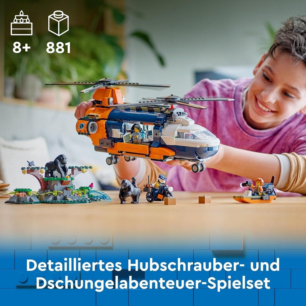 Elicottero LEGO City Jungle Explorer, set di gioco avventura per bambini 8+, regalo di Natale o compleanno per bambini, 5 minifigure e 3 gorilla 60437 Set da costruzione Acquista dal negozio LEGO