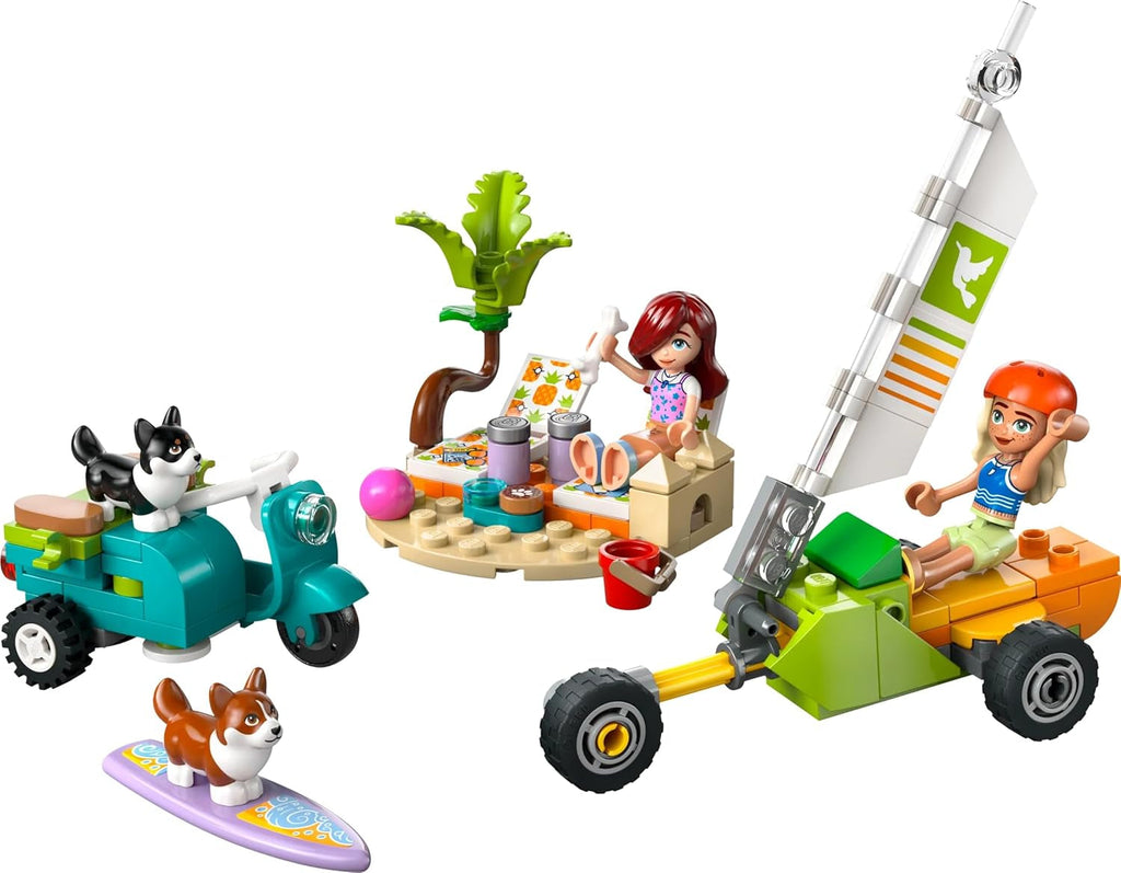 LEGO Friends Beach Adventure cu câini, jucărie de construcție pentru fete de la 6 ani, set de joacă pentru animale cu 2 minifigurine și 2 figuri Corgi, cadou pentru copii creativi, set de construcție de aventură cu placă de surf 42641 Seturi de constructie Besuche den LEGO-Store