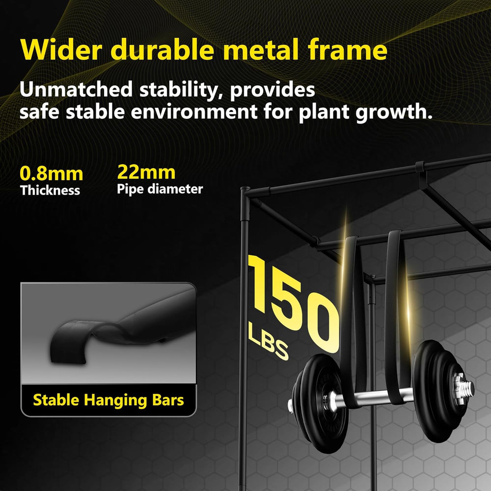 Tenda da coltivazione 60x60x180 cm, materiale Oxford 600D con pellicola riflettente in poliestere, tubi in acciaio da 22 mm, prese d'aria e finestre di visualizzazione, tende da coltivazione per coltura idroponica, serre e giardini interni